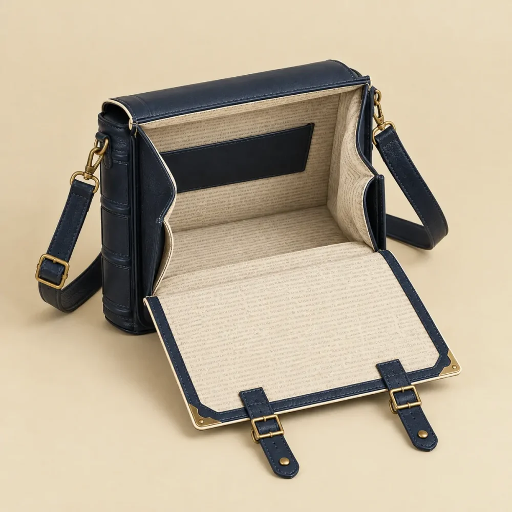 The Bell Founder's Daughter, opened like a book to show the printed lining