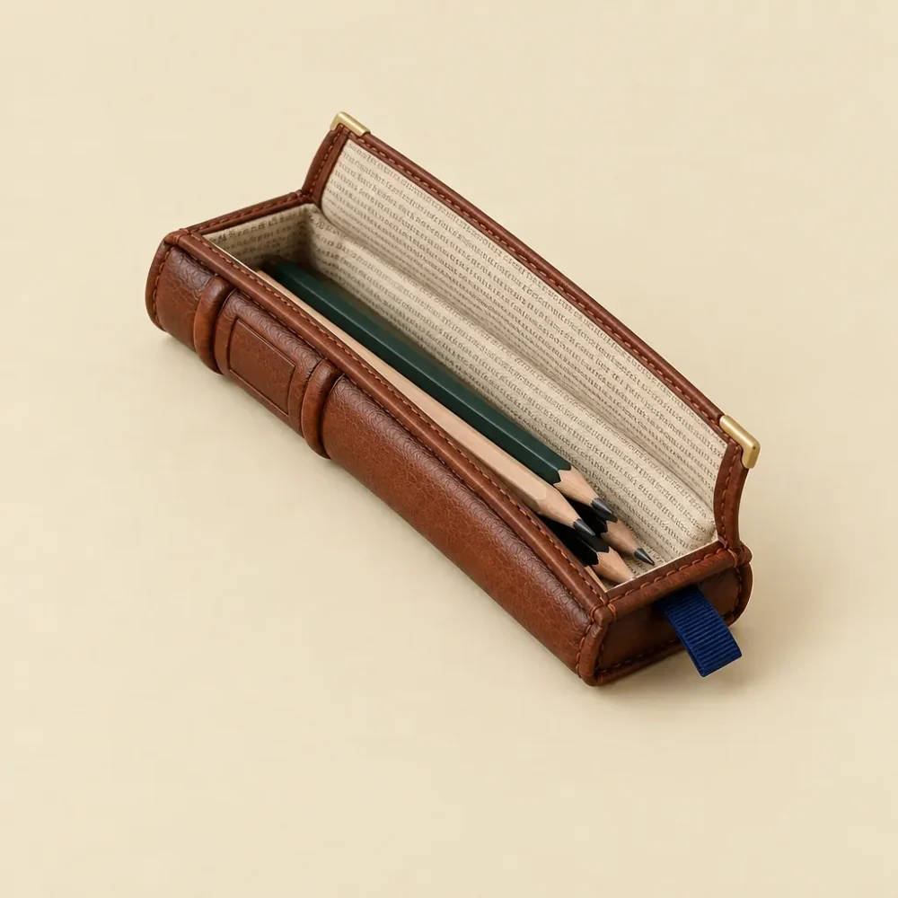 The Single Line, opened like a book to show the printed lining